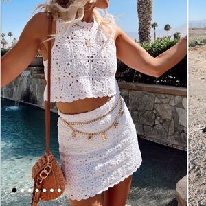 Show Me Your Mumu Lucy skirt top set white crochet size S